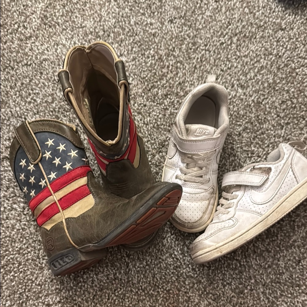 Patriotic Kids Boots and White Nike Sneakers